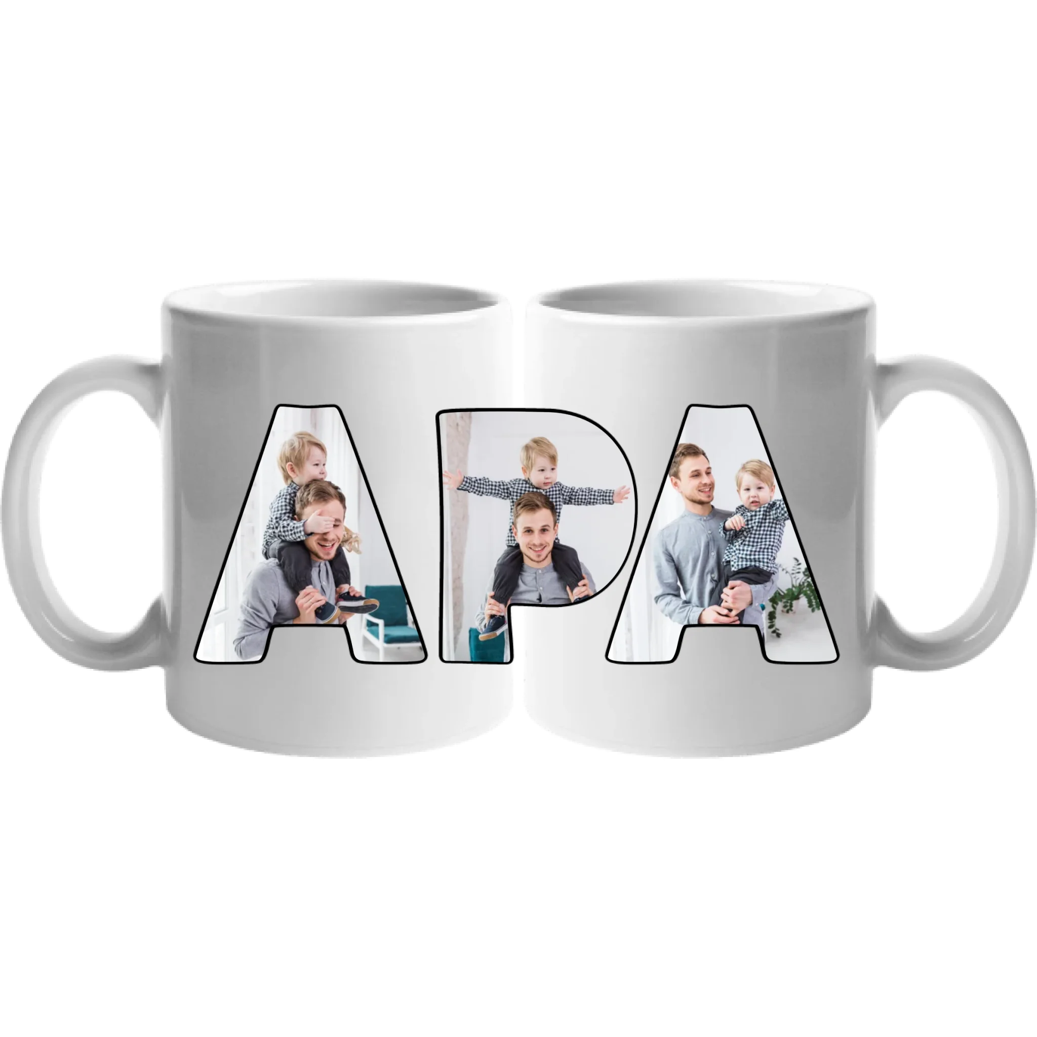 Apák napi egyedi ajándék bögre APA feliratos képekkel