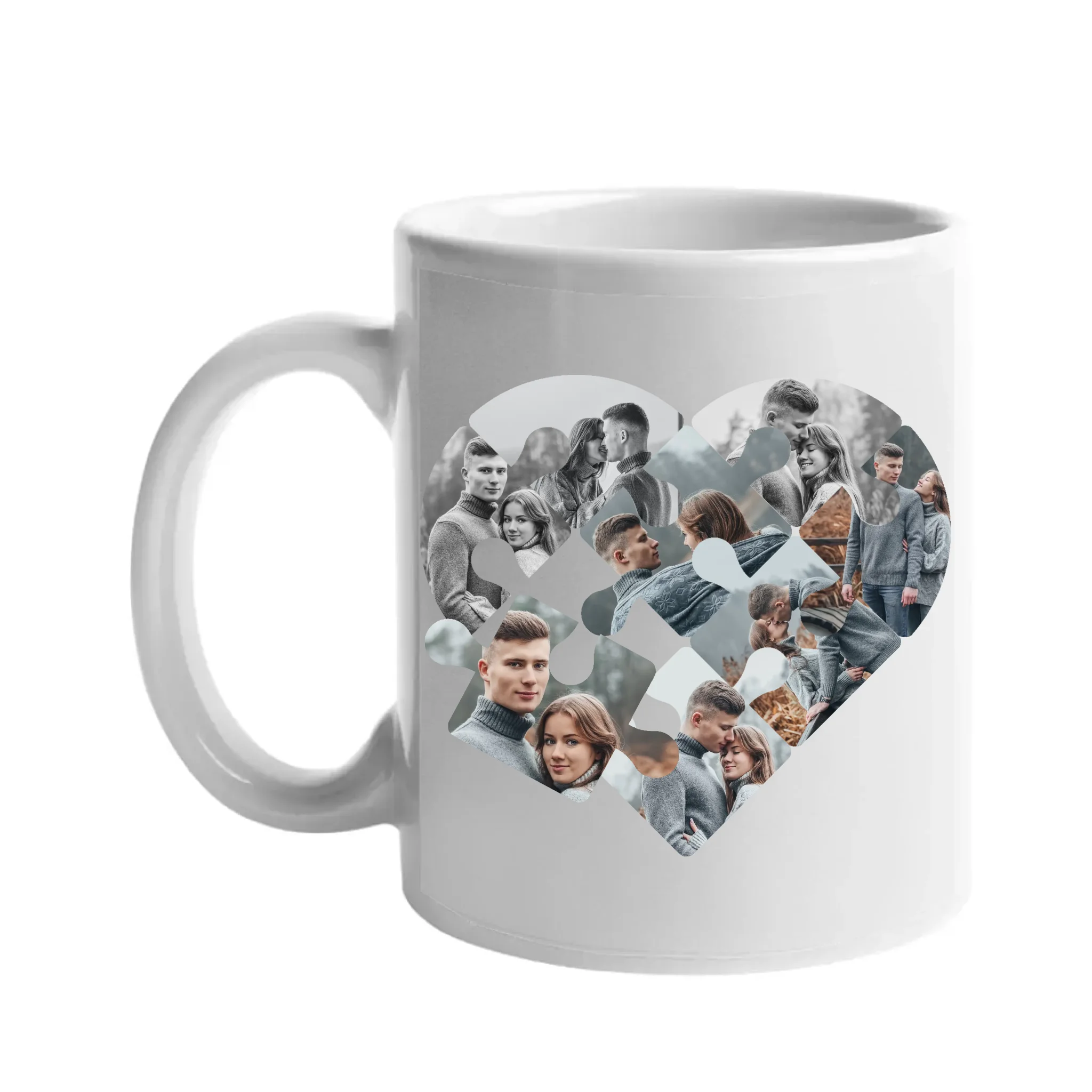 Mozaik mintás szív puzzle bögre