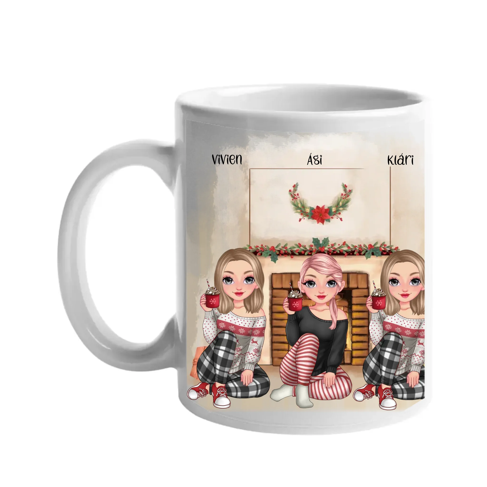 Karácsonyi cuki 3 barátnős bögre