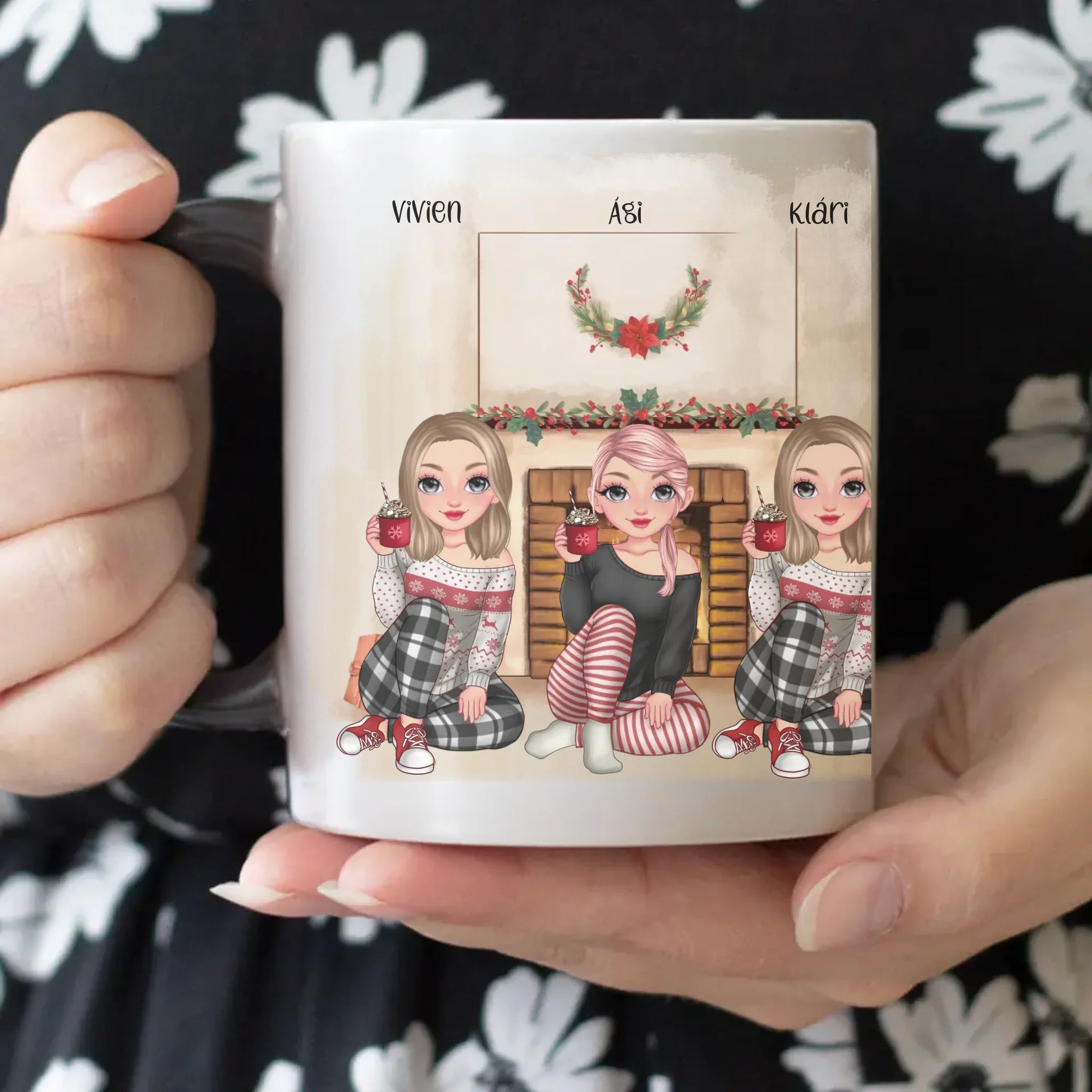 Karácsonyi cuki 3 barátnős bögre