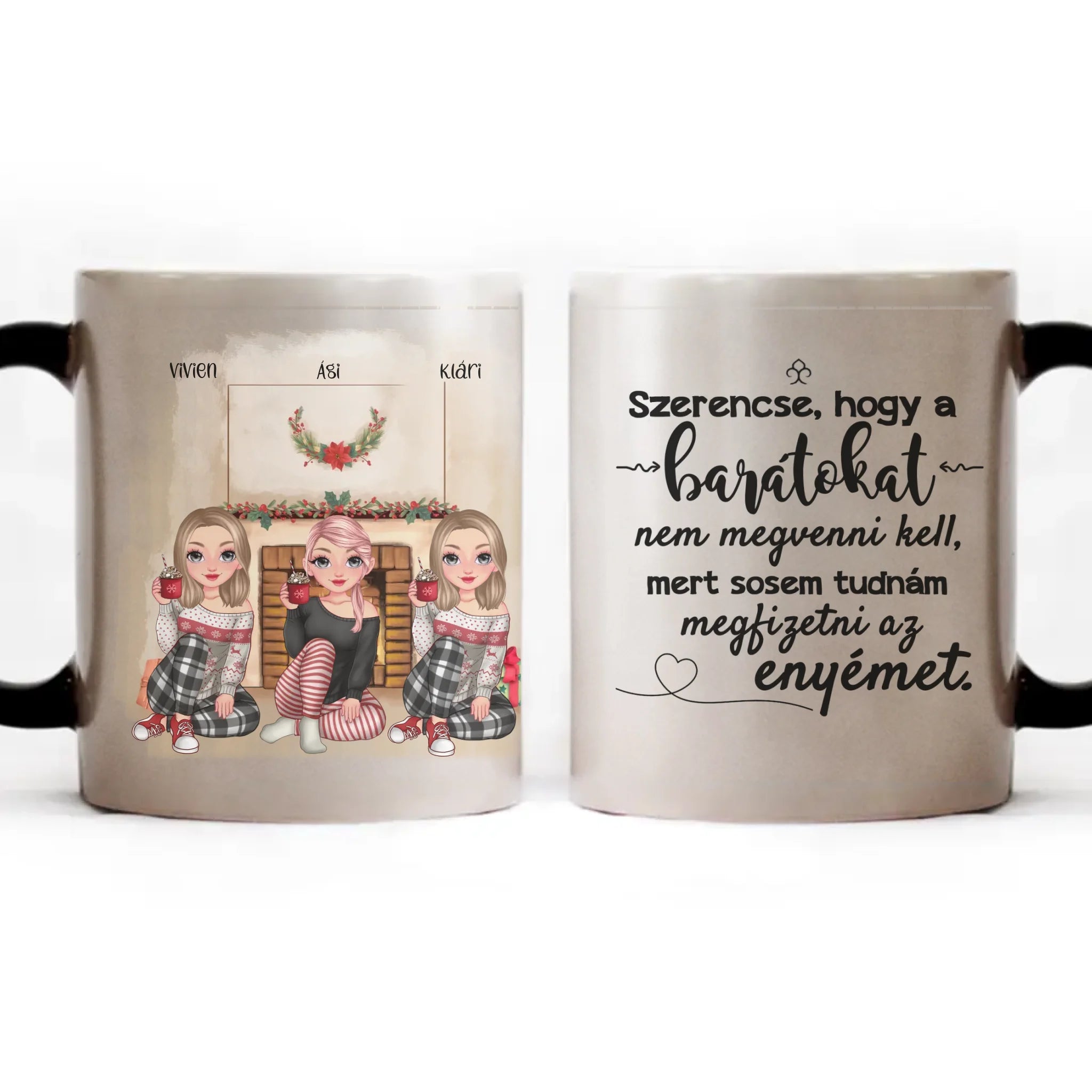 Karácsonyi cuki 3 barátnős bögre