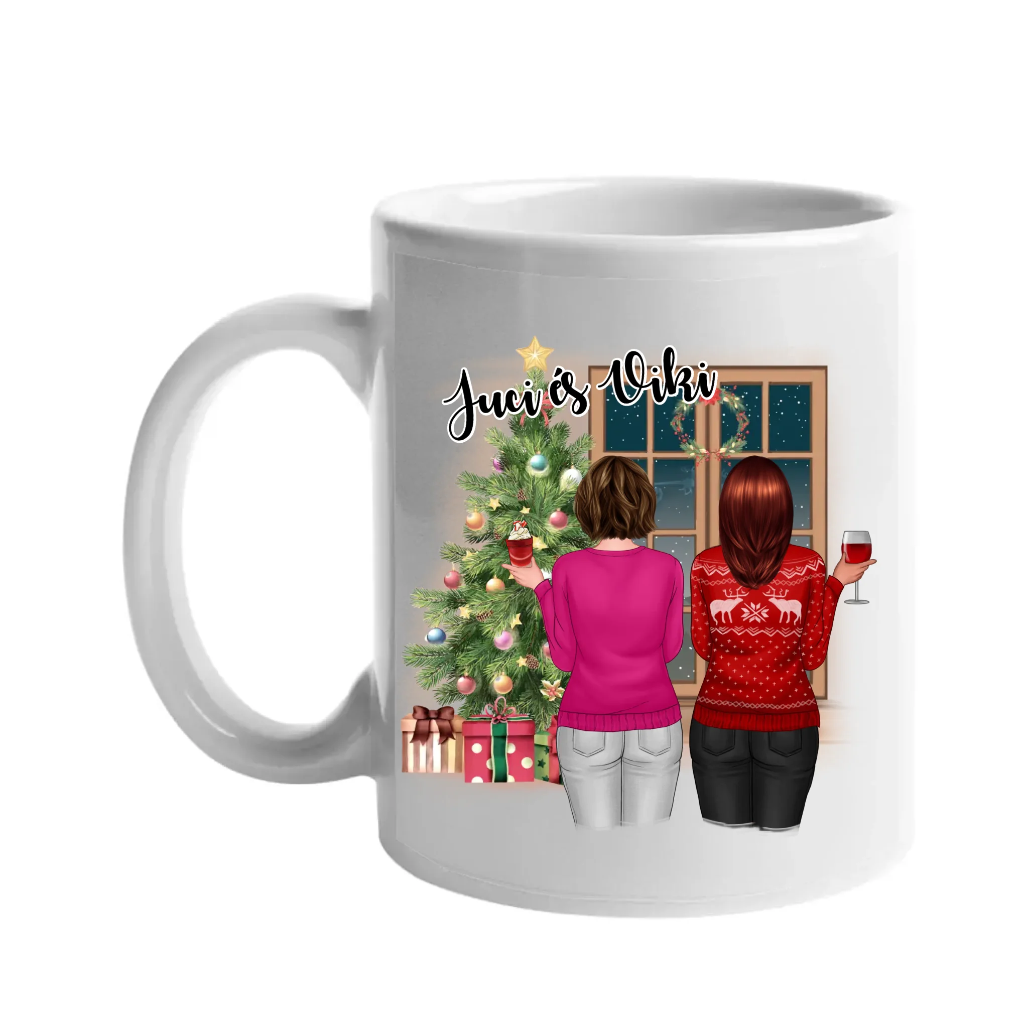 Karácsonyi legjobb barátnők háttal bögre