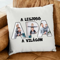Apa feliratos párna egyedi fényképpel