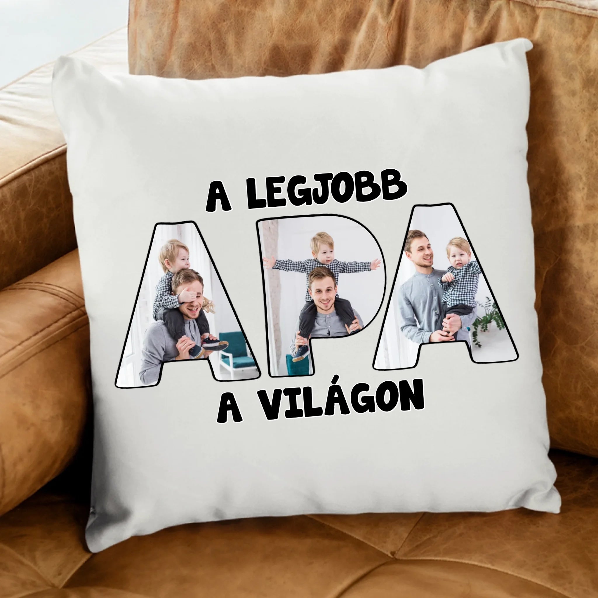 Apa feliratos párna egyedi fényképpel