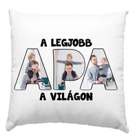 Apa feliratos párna egyedi fényképpel