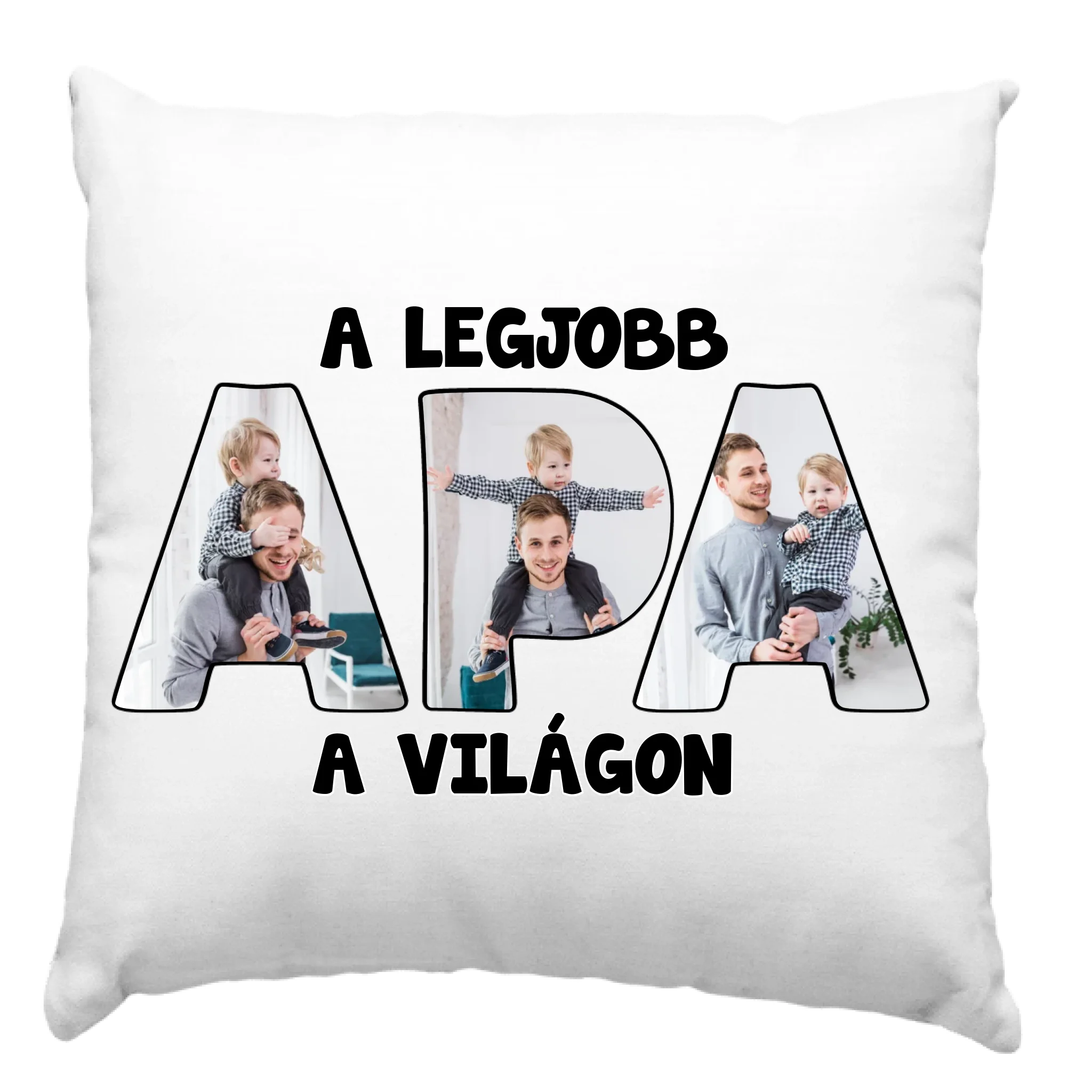 Apa feliratos párna egyedi fényképpel