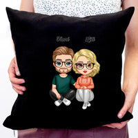 Cuki karakteres páros párna fekete huzattal