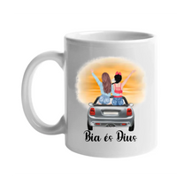 Barátnők autóban bögre