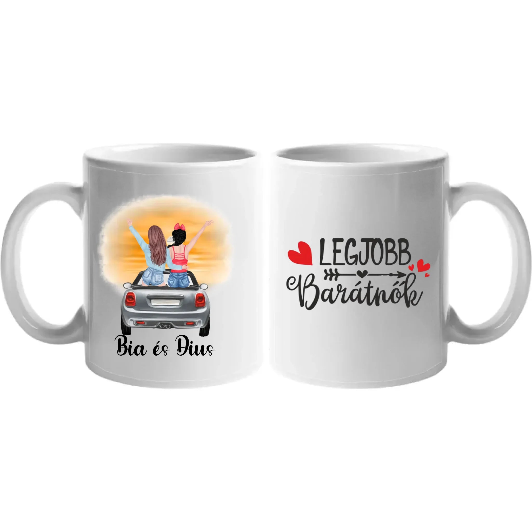 Barátnők autóban bögre