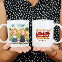 Csukottszemű cuki barátnős egyedi ajándék bögre választható karakterekkel