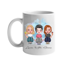 Csukottszemű 3 cuki barátnős bögre