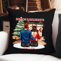 Karácsonyi ajándék párna pároknak fekete huzattal