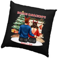 Karácsonyi ajándék párna pároknak fekete huzattal