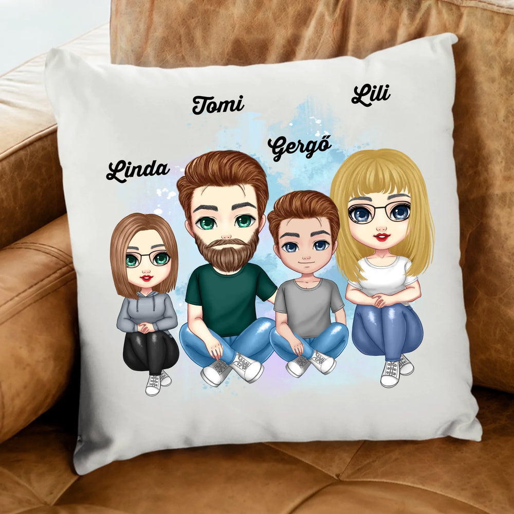 Cuki karakteres többgyerekes család párna