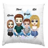 Cuki karakteres többgyerekes család párna