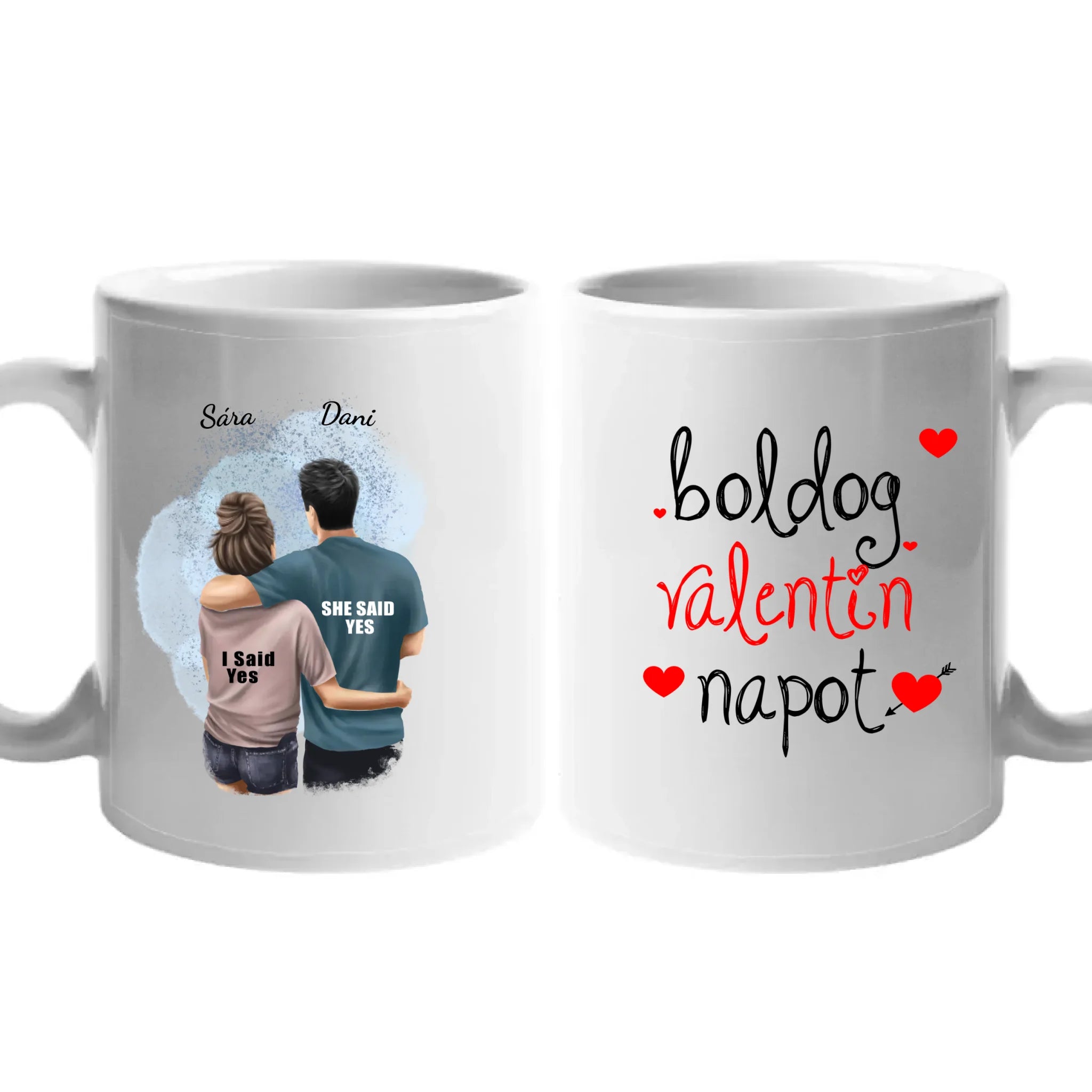 Ölelkezős pár egyedi bögre