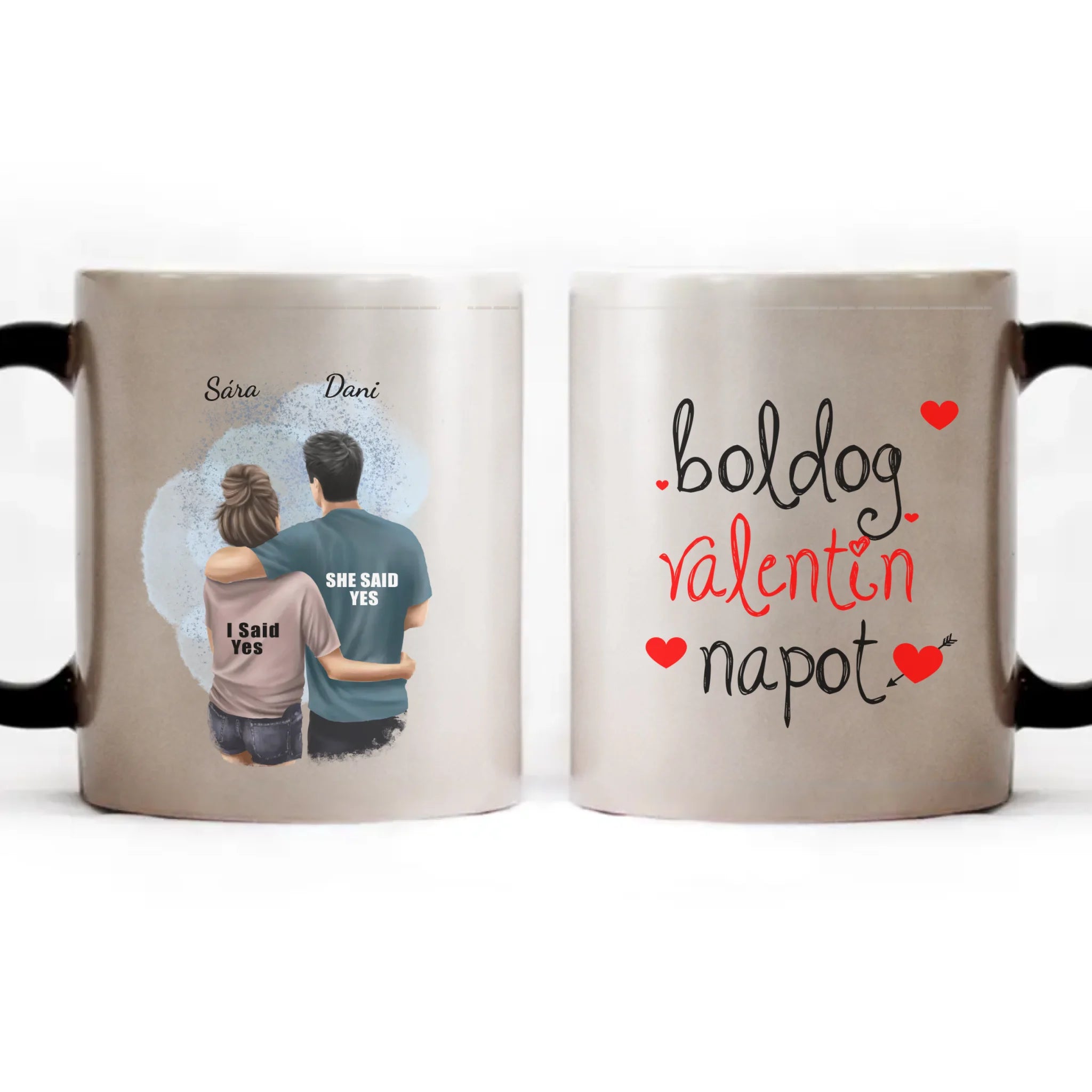Ölelkezős pár egyedi bögre