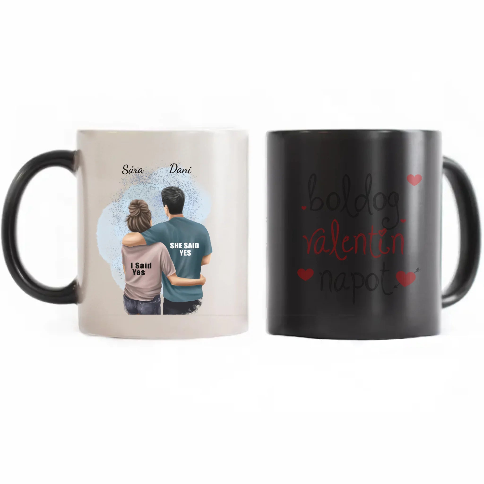 Ölelkezős pár egyedi bögre