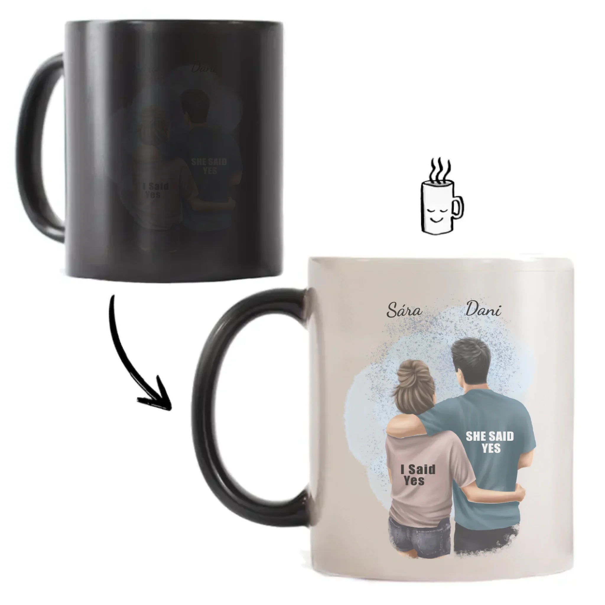 Ölelkezős pár egyedi bögre