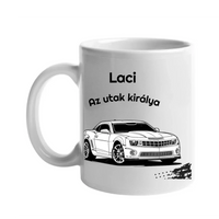 Egyedi neves autós bögre választható autóval