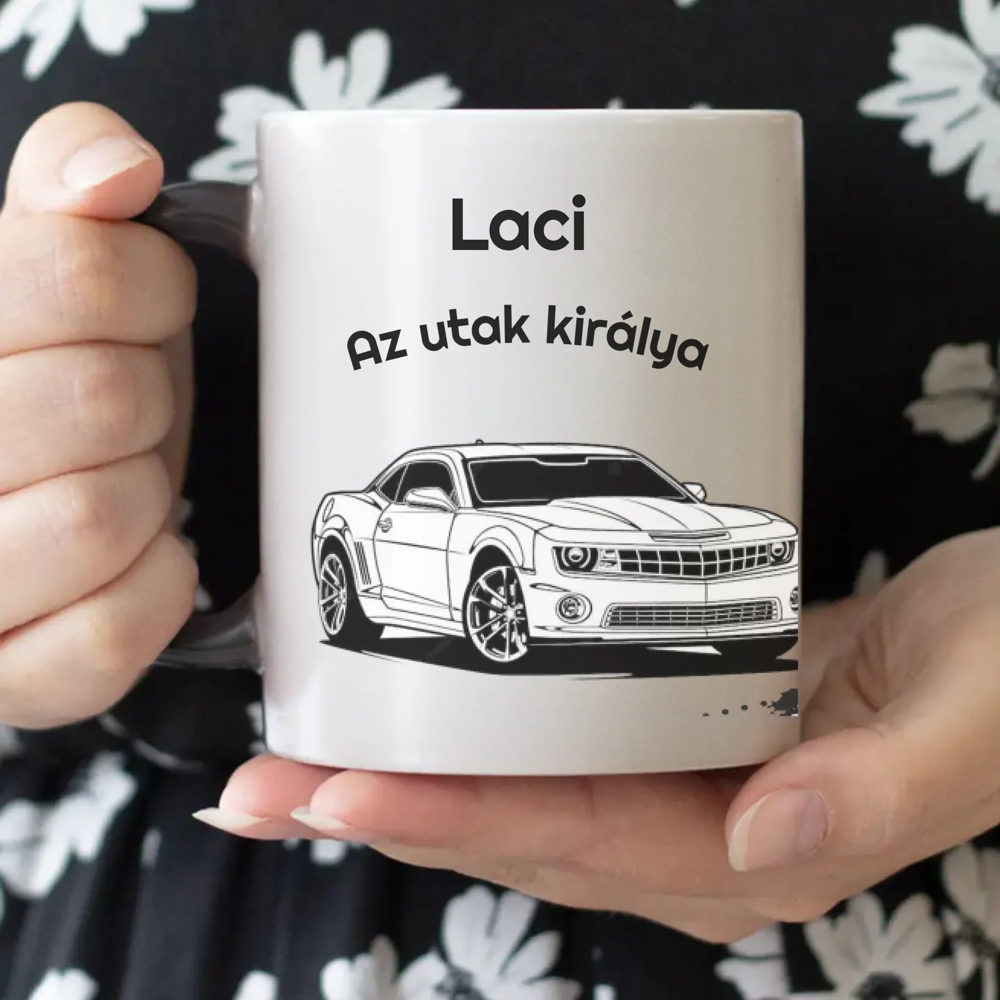 Egyedi neves autós bögre választható autóval