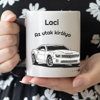Egyedi neves autós bögre választható autóval