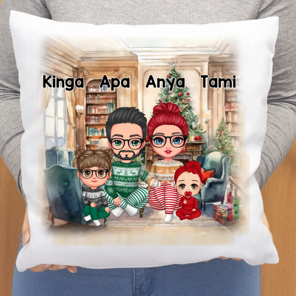 Karácsonyi cuki családos párna