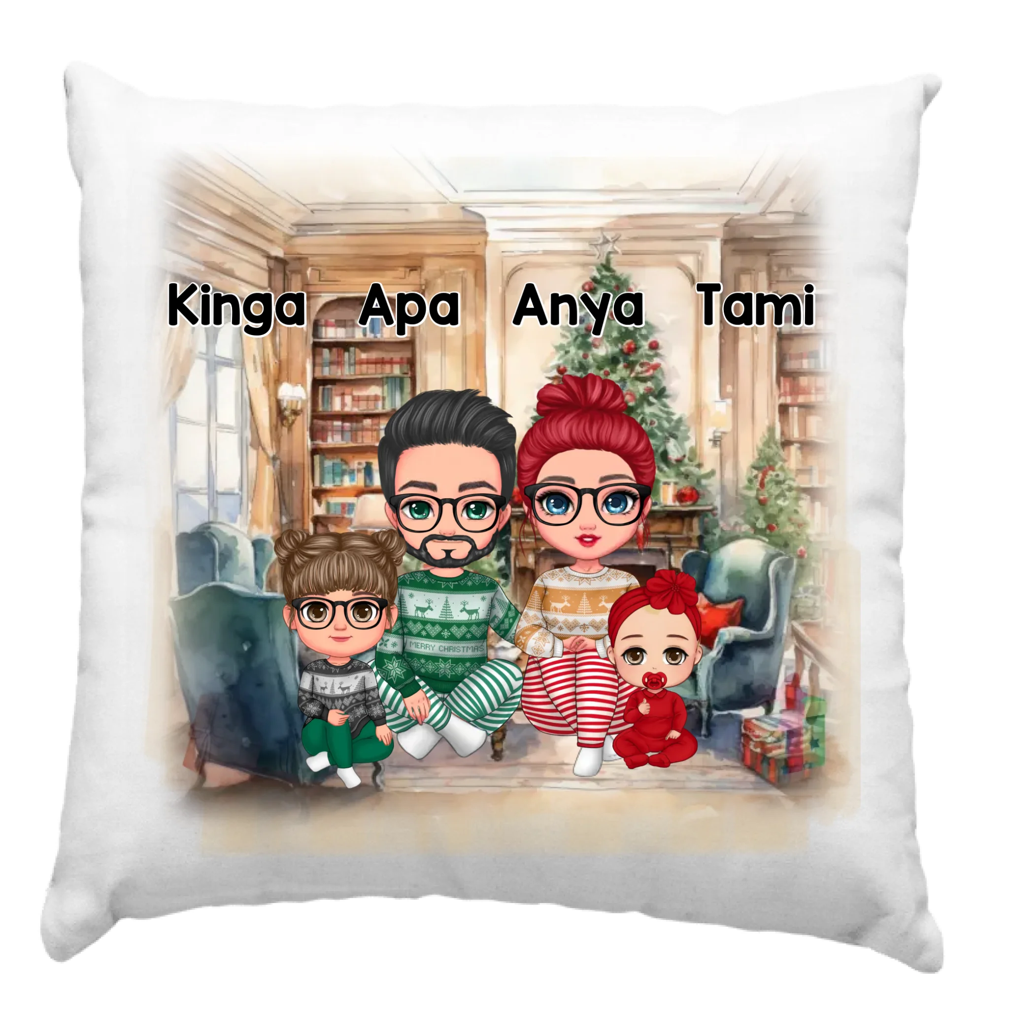 Karácsonyi cuki családos párna