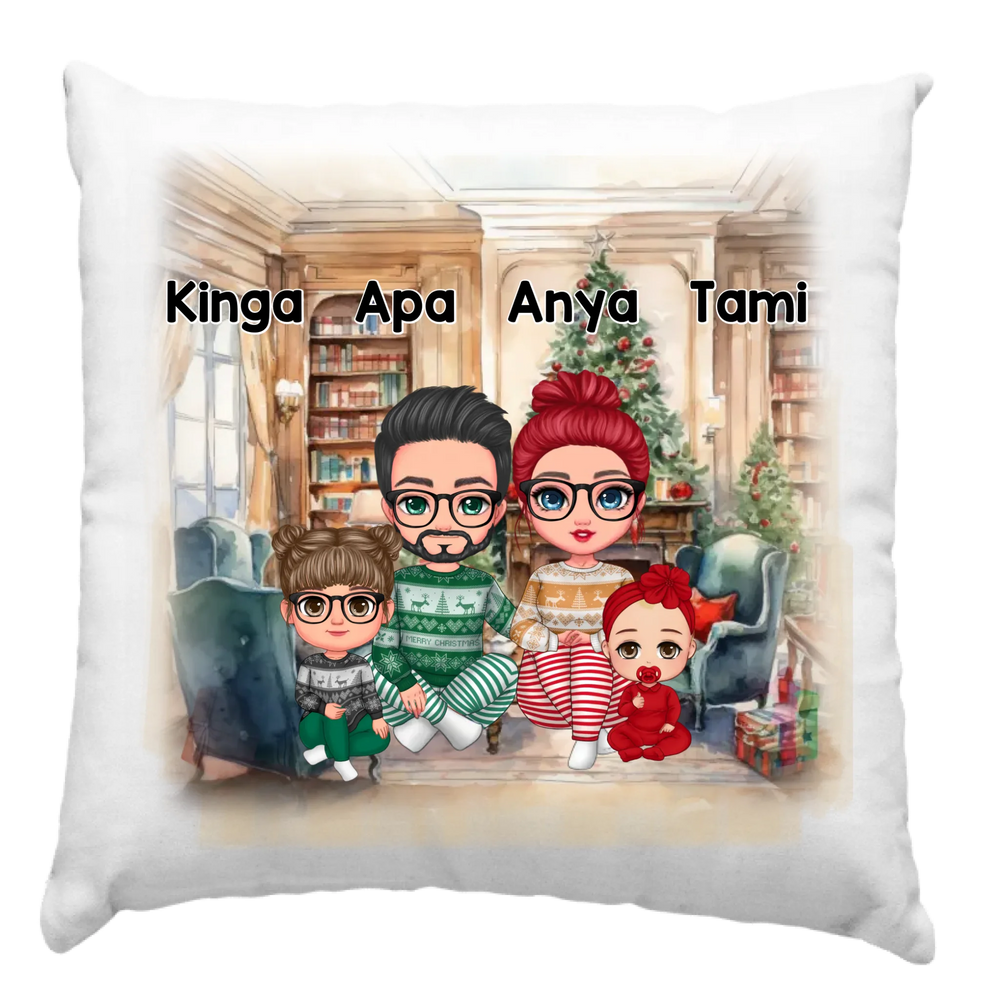 Karácsonyi cuki családos párna