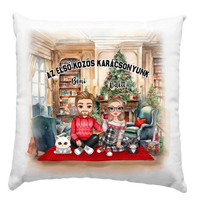 Karácsonyi cuki páros párna macskákkal