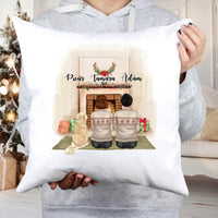 Kutyás karácsonyi párna pároknak egy kutyával