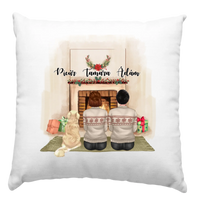 Kutyás karácsonyi párna pároknak egy kutyával