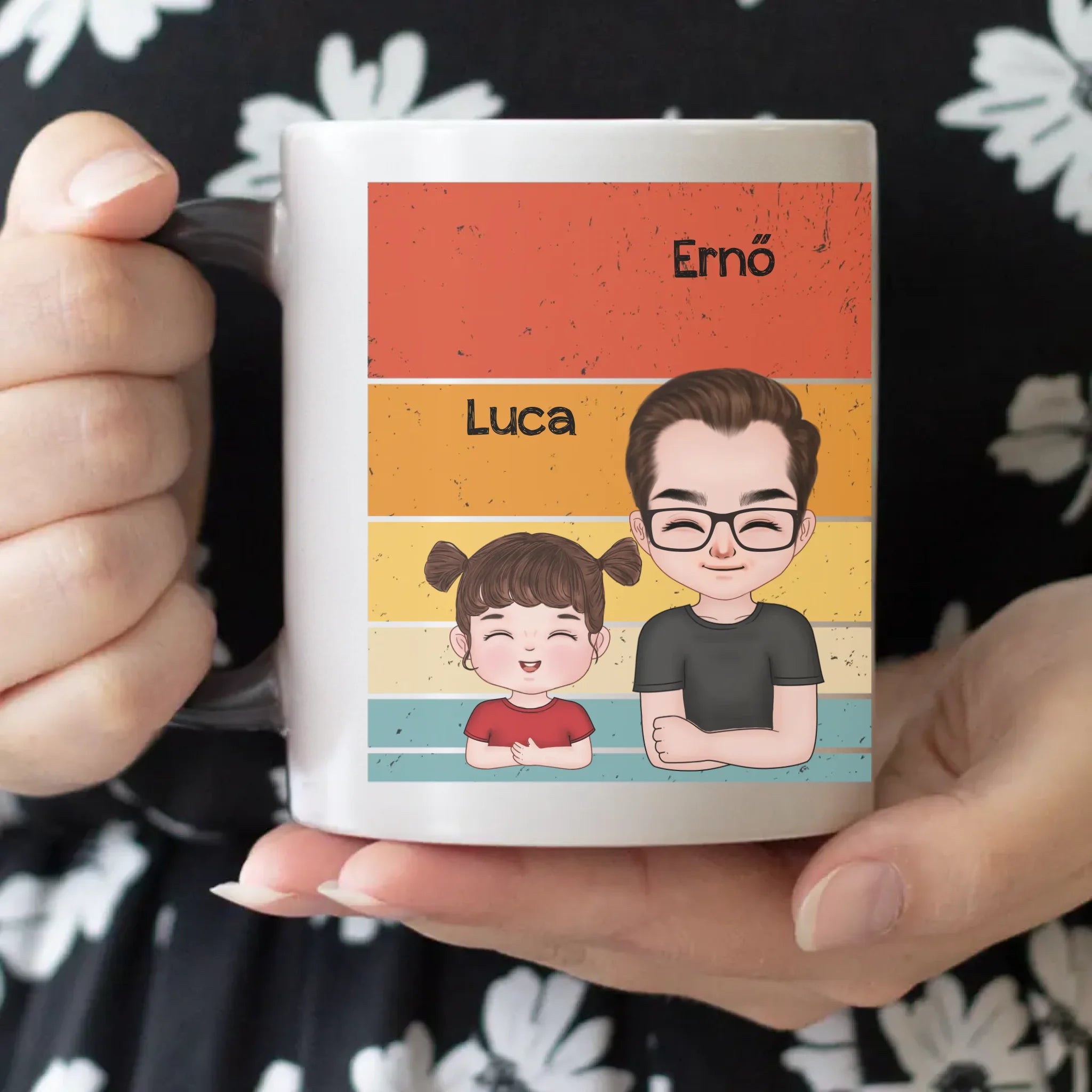 Nevelőapa bögre szerkeszthető karakterekkel