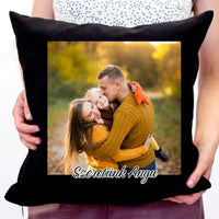 Egyedi fényképes fekete párna