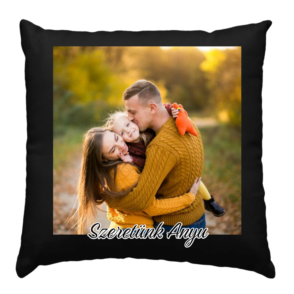 Egyedi fényképes fekete párna