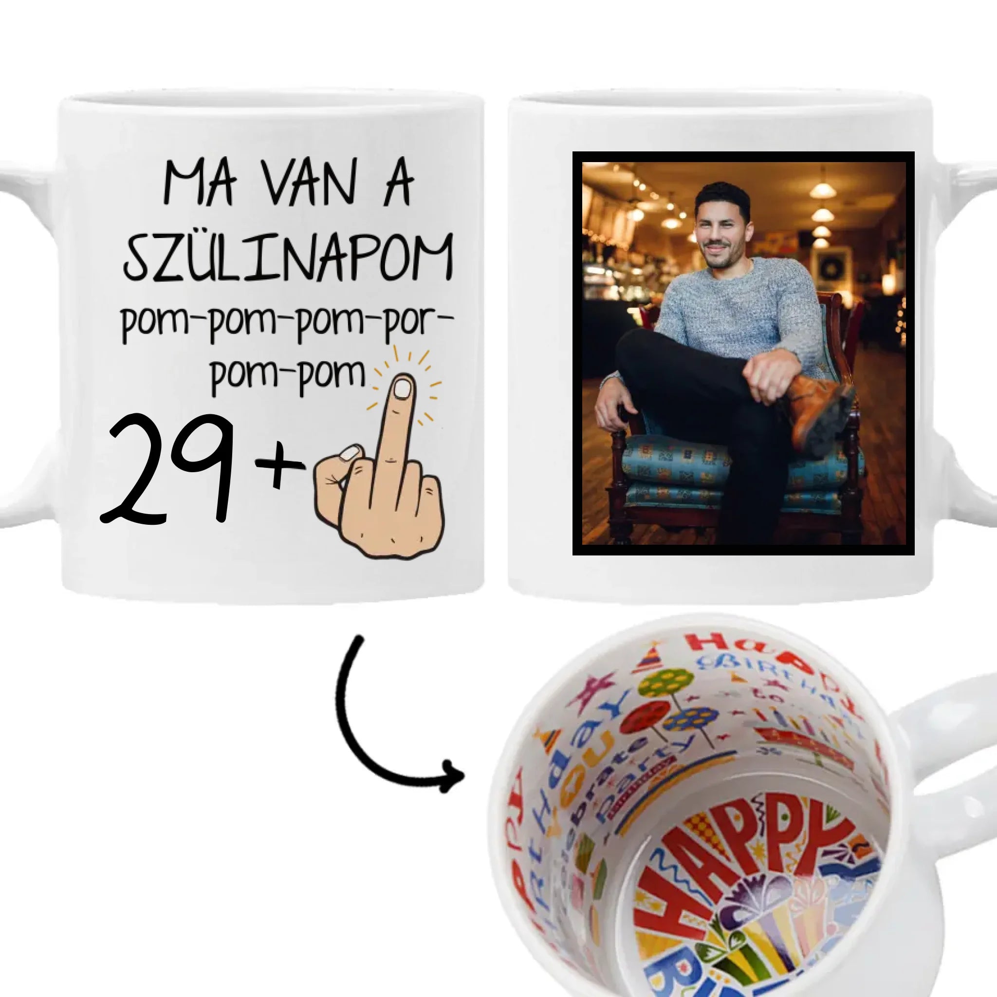 Ma van a szülinapom egyedi képes vicces szülinapi bögre