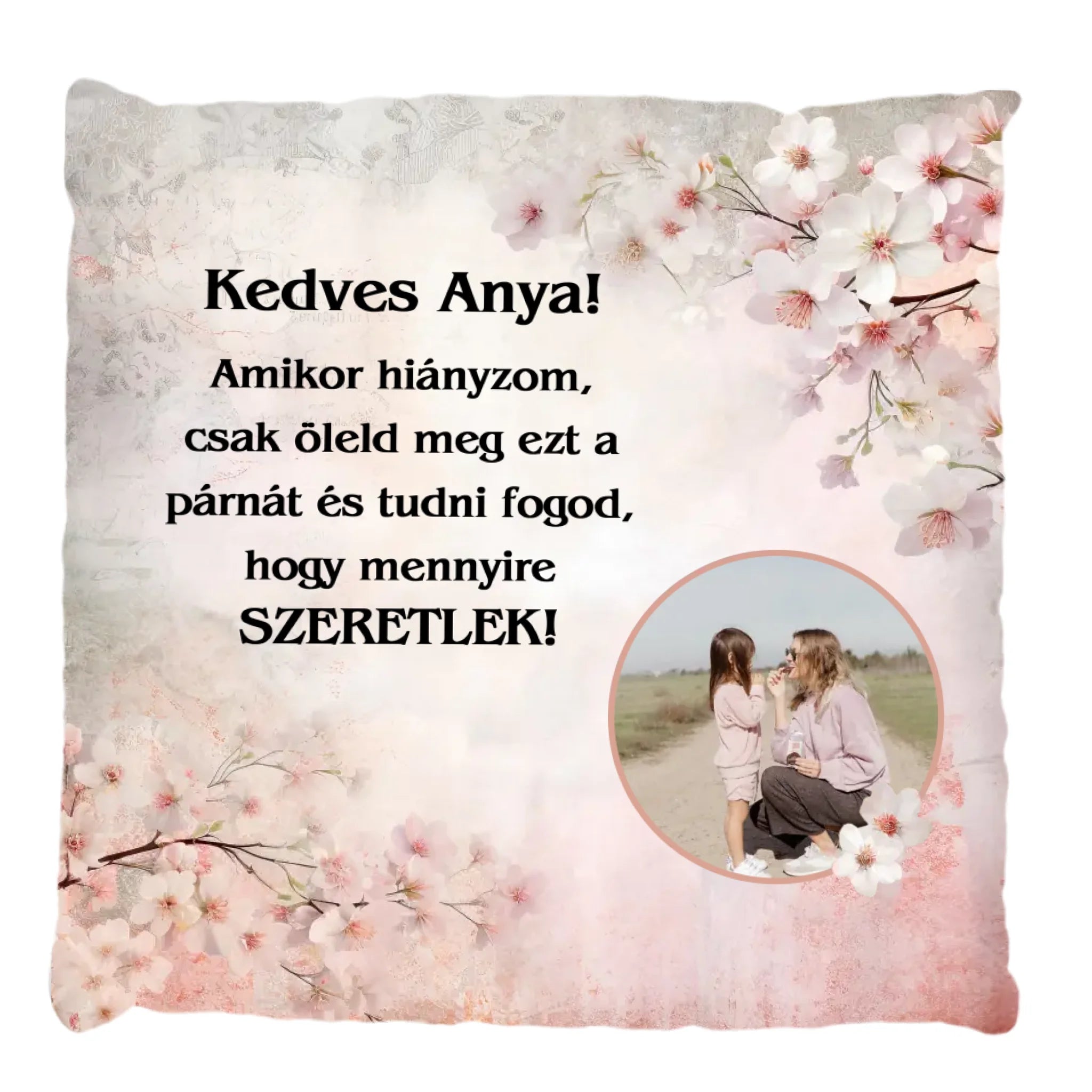 Egyedi virágmintás telinyomatos FullPrint párna Anyáknak