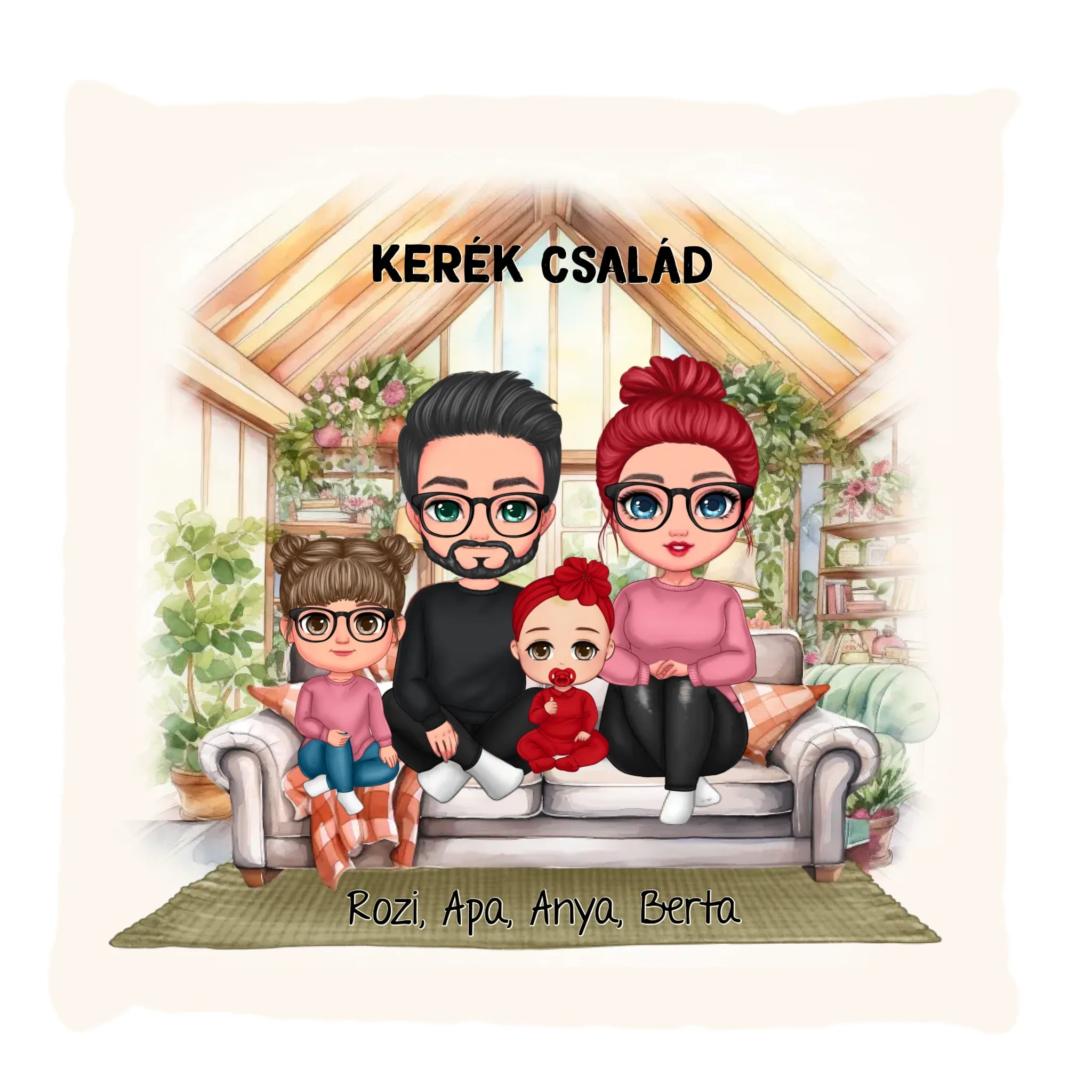 Cuki család szerkeszthető telinyomatos FullPrint párna