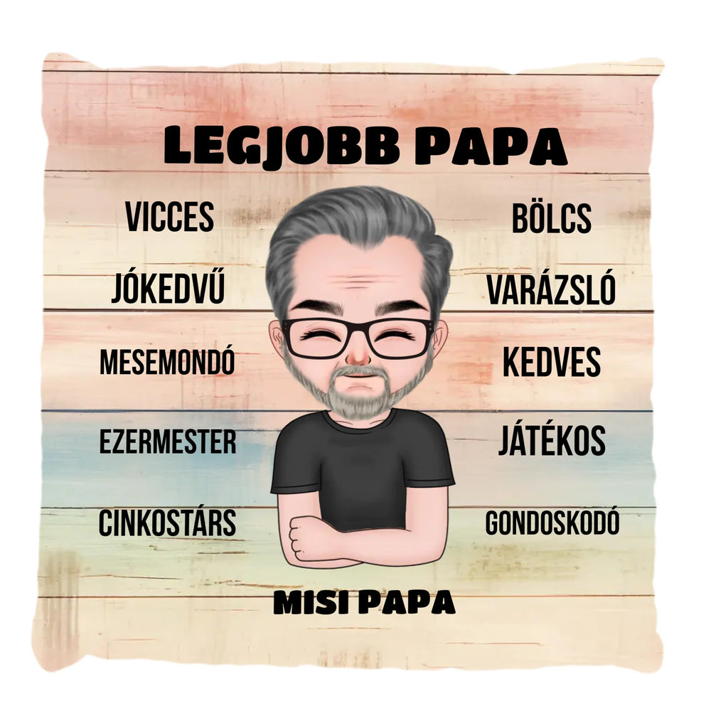 Papa jellemzős telinyomatos FullPrint párna 