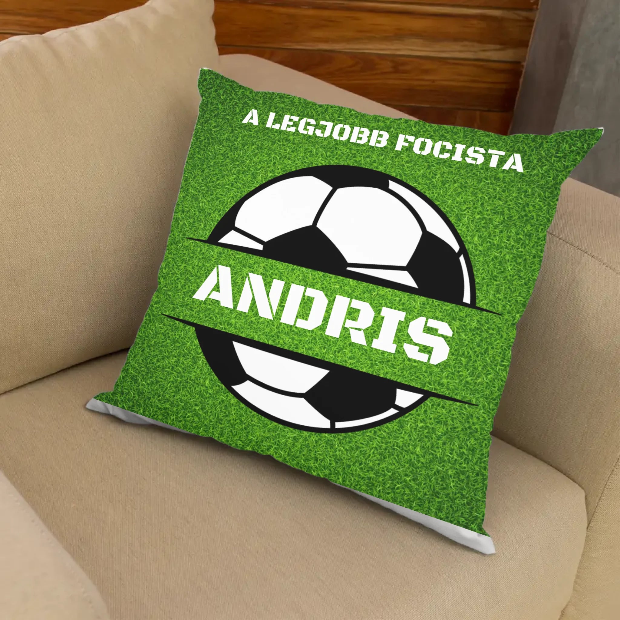 Egyedi neves focis telinyomatos FullPrint párna