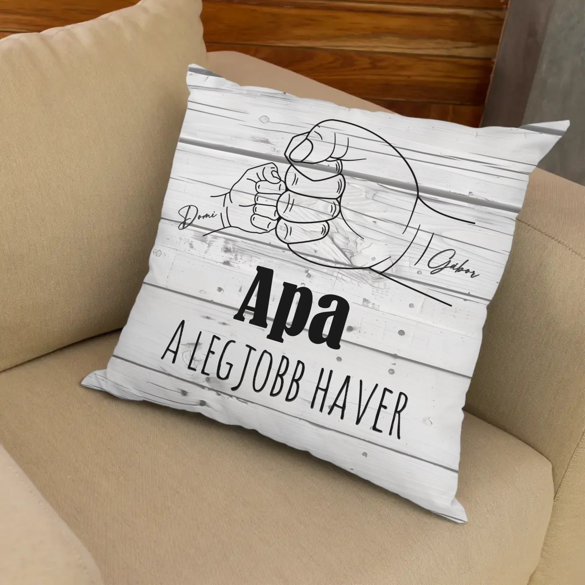 Egyedi feliratos telinyomatos FullPrint párna Apáknak