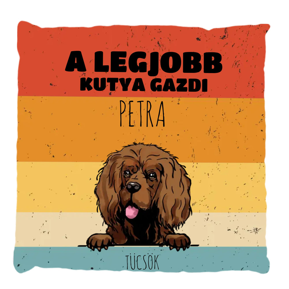 Legjobb kutyagazdi telinyomatos FullPrint párna egyedi névvel