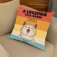 Legjobb cicagazdi telinyomatos FullPrint párna egyedi névvel