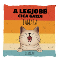 Legjobb cicagazdi telinyomatos FullPrint párna egyedi névvel