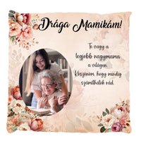 Egyedi fényképes telinyomatos Fullprint párna Nagymamáknak