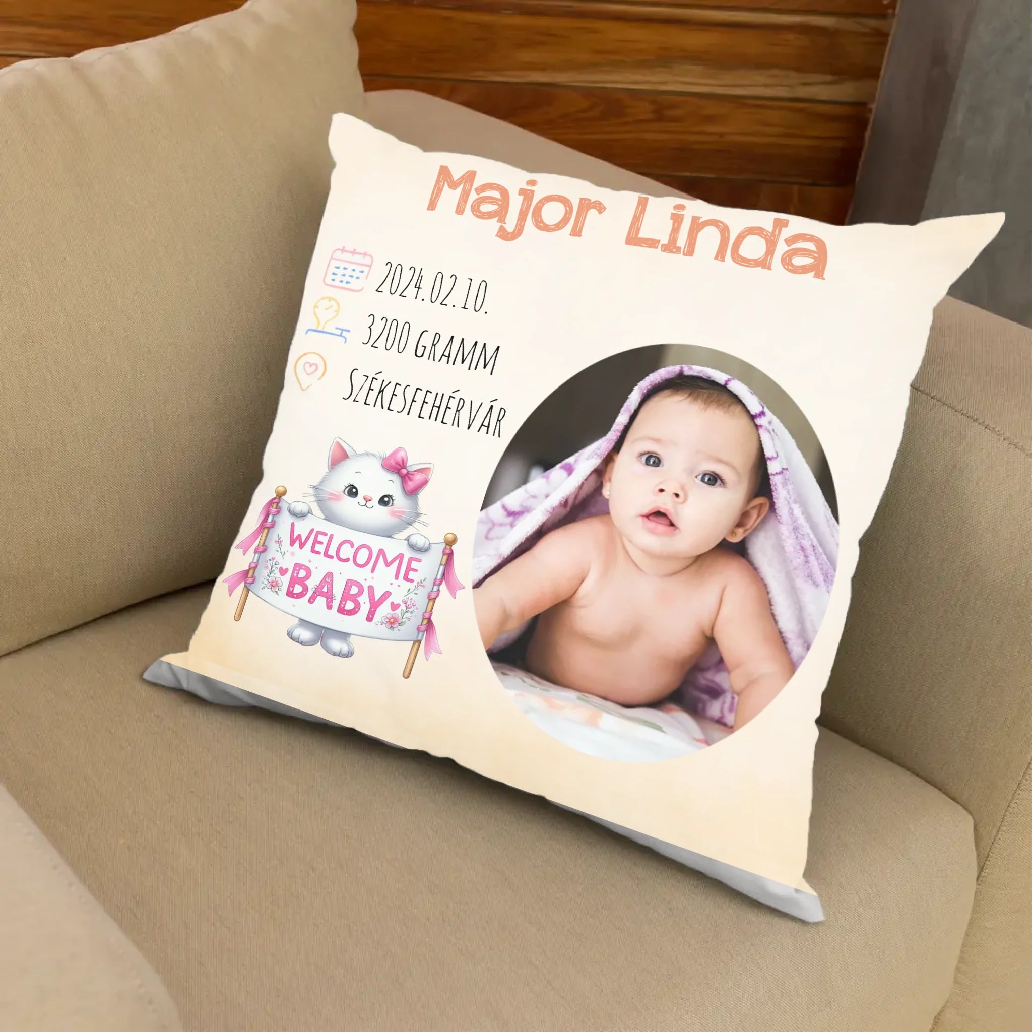 Egyedi fényképes telinyomatos Fullprint párna kislányoknak