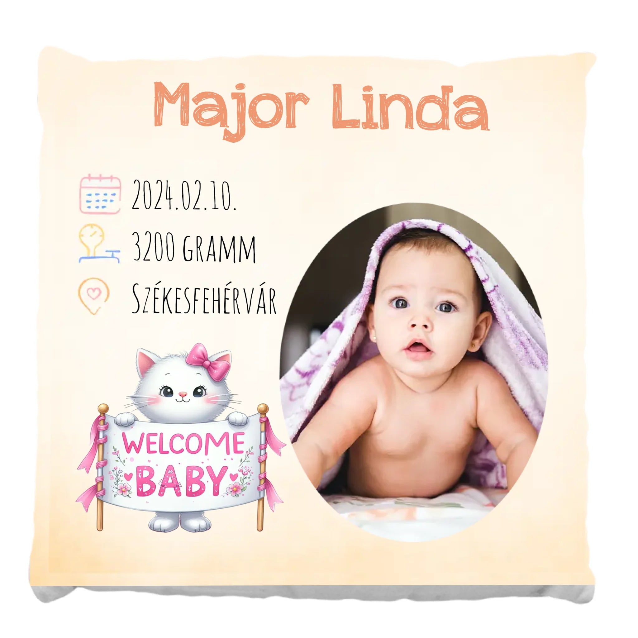 Egyedi fényképes telinyomatos Fullprint párna kislányoknak