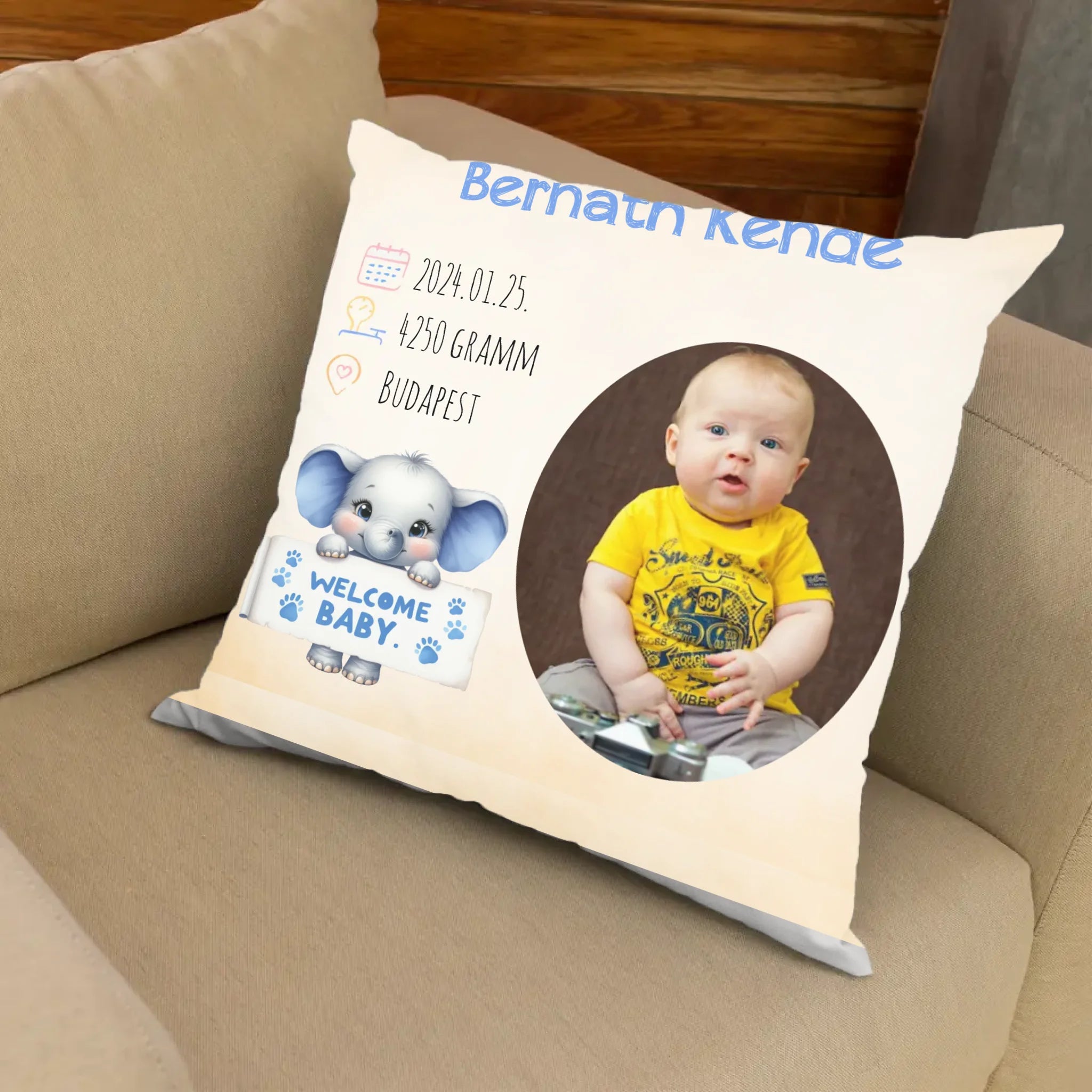 Egyedi fényképes telinyomatos Fullprint párna kisfiúknak