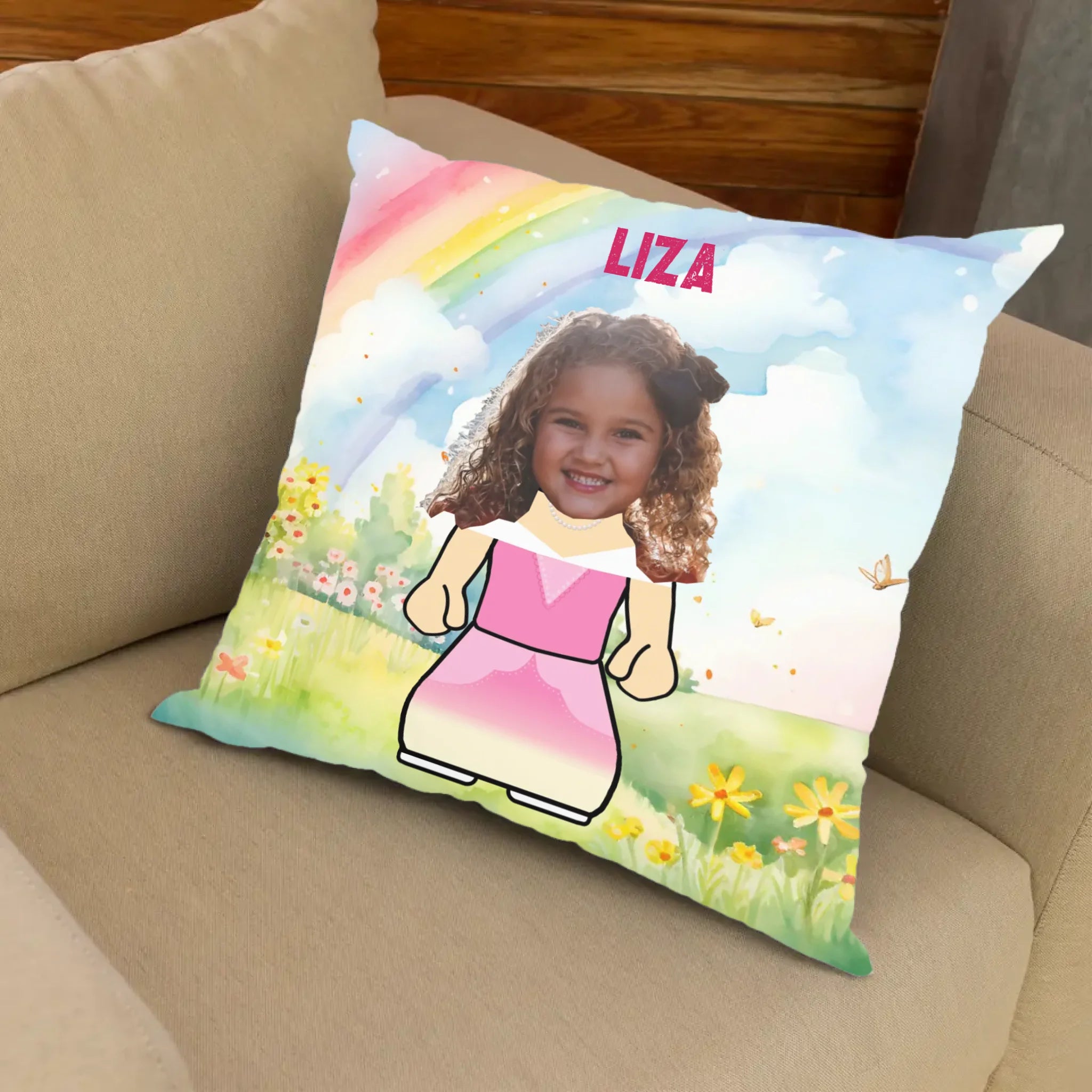 Egyedi fényképes hercegnős párna kislányoknak