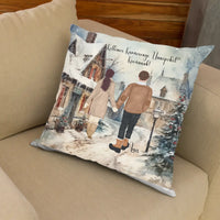 Szerkeszthető karakteres Fullprint párna - Szerelmesek a téli utcán